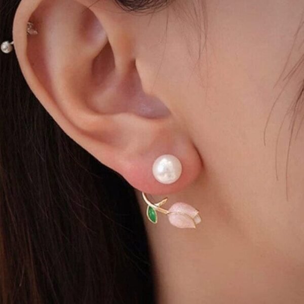 Lotus Pearl Earrings - Image 2