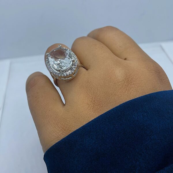 American Diamond  Oval Solitaire Proposal Ring - Image 2