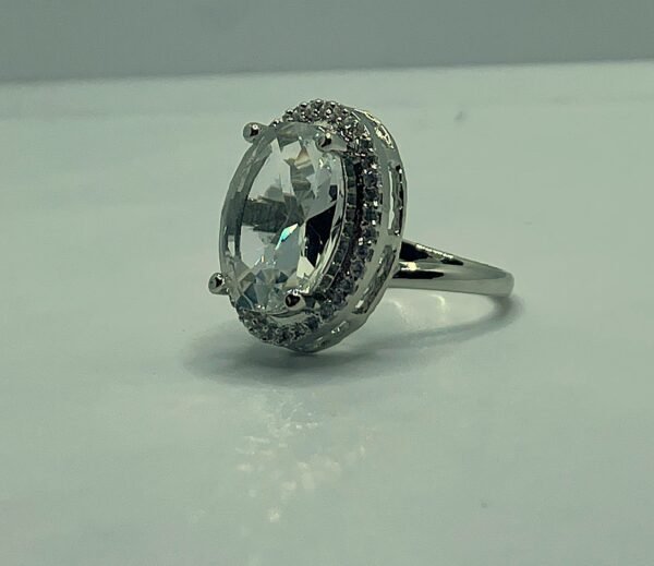 American Diamond  Oval Solitaire Proposal Ring - Image 4
