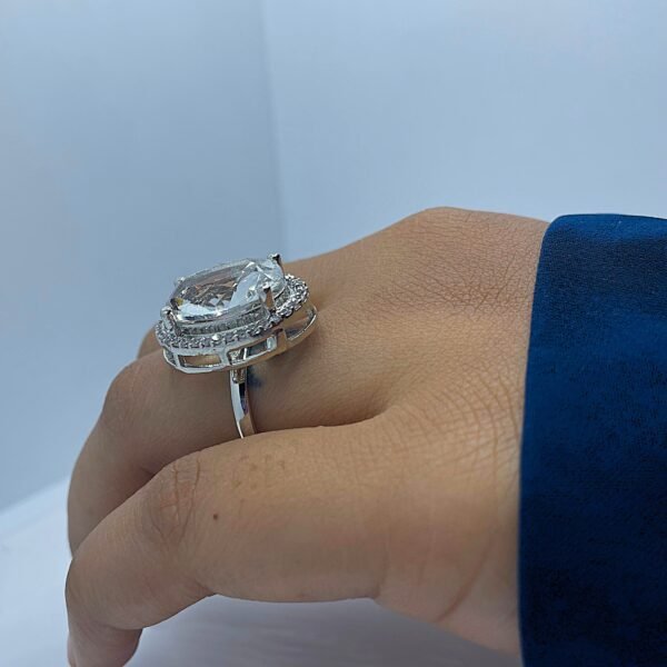 American Diamond  Oval Solitaire Proposal Ring - Image 3