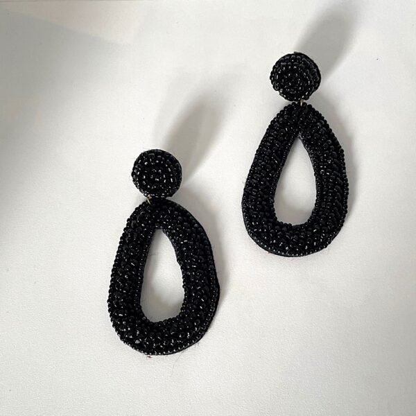 Black Beaded Earrings - Image 2