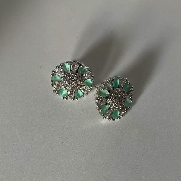 Green Flower AD Earrings - Image 2