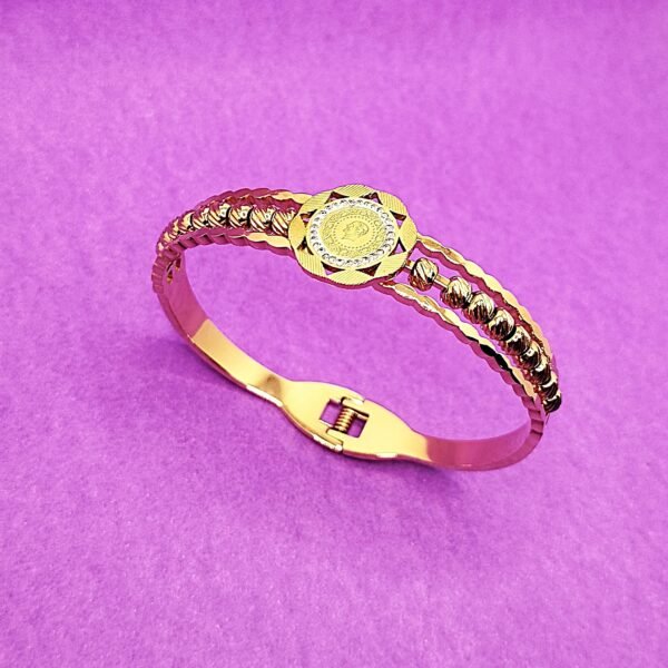 Metallic beaded anti tarnish cuff bracelet