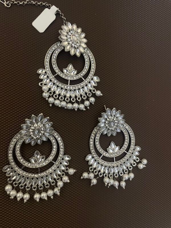 Silver Earrings Mangtikka combo