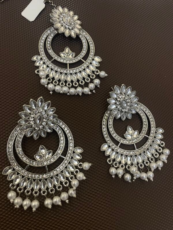 Silver Earrings Mangtikka combo - Image 2