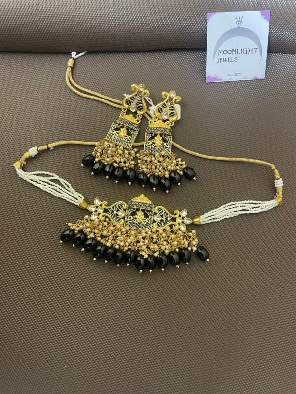 Gold plated kundan Studded pearl Choker  set