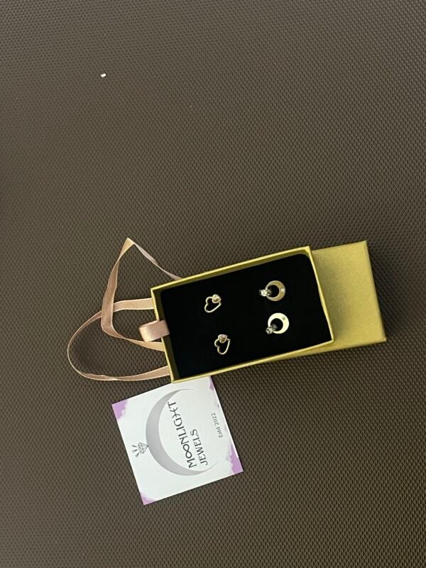 CZ studded small stud earrings combo - Image 3