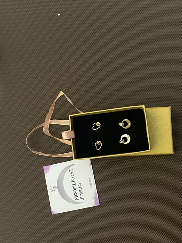 CZ studded small stud earrings combo - Image 2