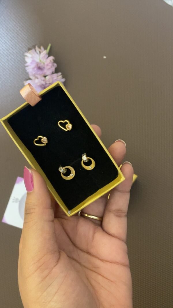 CZ studded small stud earrings combo