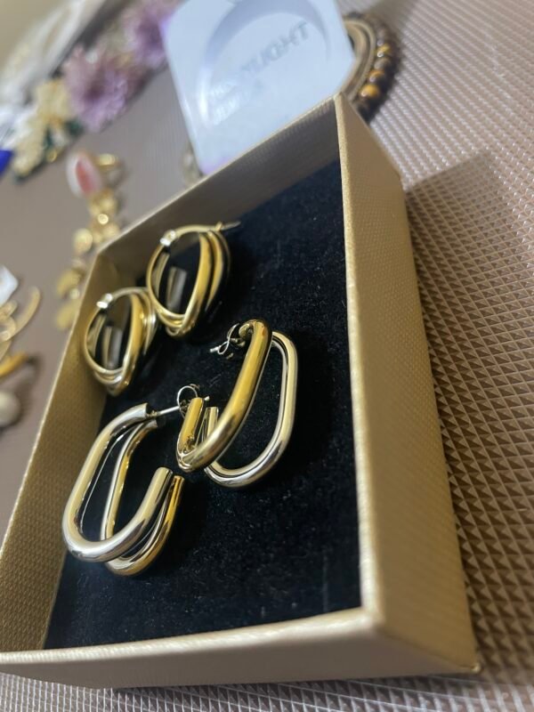 Dual tone hoop earrings combo