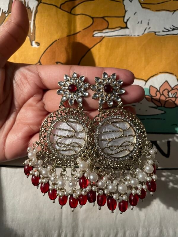 Red white Ethnic earrings