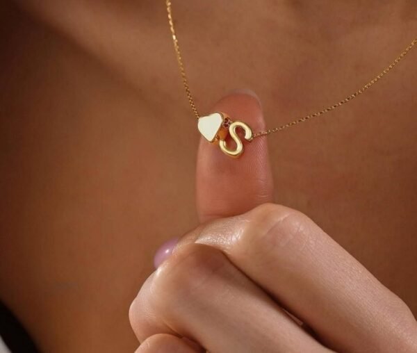 Initial Heart Charm Neck Chain| Anti tarnish - Image 2