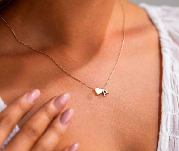 Initial Heart Charm Neck Chain| Anti tarnish - Image 3