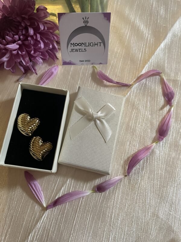 Puffy Love Heart Stud Earrings - Image 3