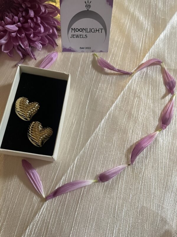 Puffy Love Heart Stud Earrings - Image 4