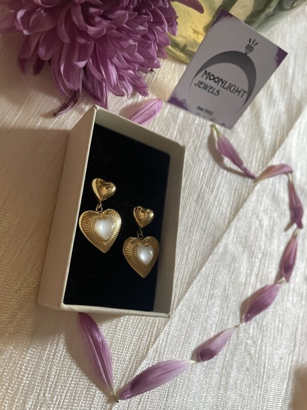 Celestial Bloom Heart Earrings - Image 4